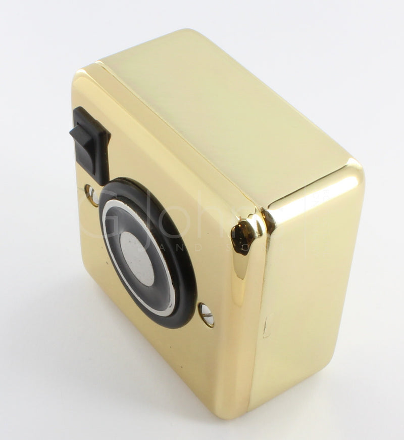 Surface Mounted Electro-Magnetic Fire Door Holder - 24v DC - With Manual On / Off Switch - Supplied With Armature Plate - Polished Brass Plated