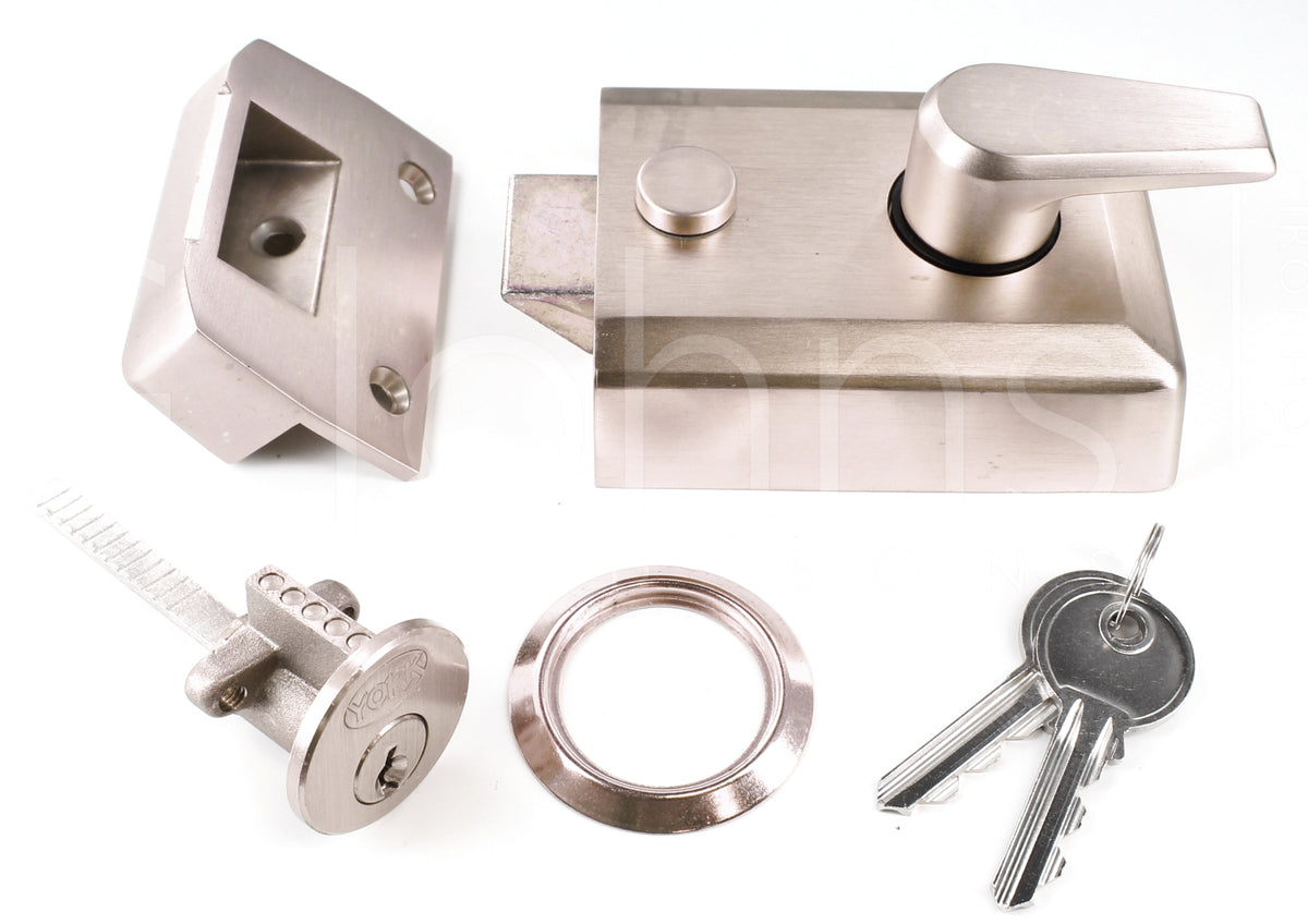 Double Locking Surface Mounted Night Latch - Satin Nickel