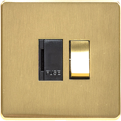 Studio Concealed Fix Plate Light Switch & Socket Range - Flat Screwless Plate With Rounded Edges - Satin Brass