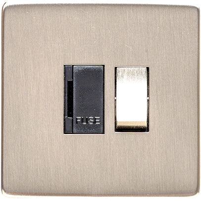 Studio Concealed Fix Plate Light Switch & Socket Range - Flat Screwless Plate With Rounded Edges - Satin Nickel