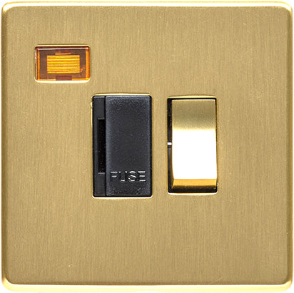 Studio Concealed Fix Plate Light Switch & Socket Range - Flat Screwless Plate With Rounded Edges - Satin Brass
