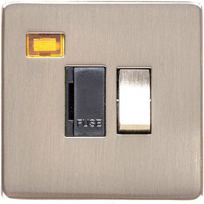 Studio Concealed Fix Plate Light Switch & Socket Range - Flat Screwless Plate With Rounded Edges - Satin Nickel