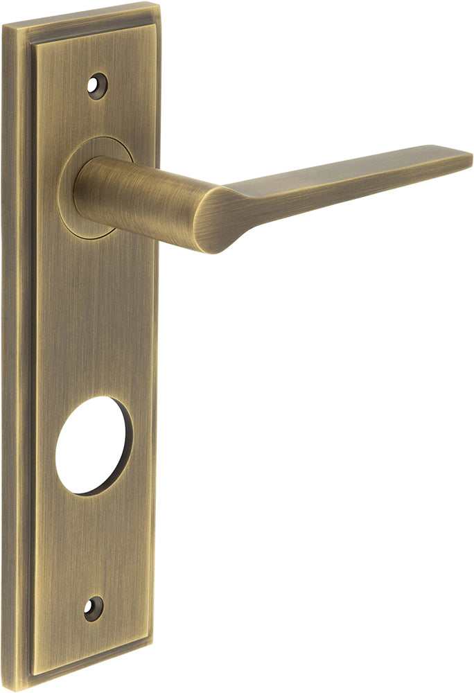 Tappered Pattern Lever Handle On A Large Rectangular Backplate - Antique Brass