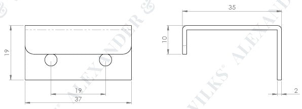 Tilly Finger Edge Pull - Rear Fixing - Satin Brass PVD