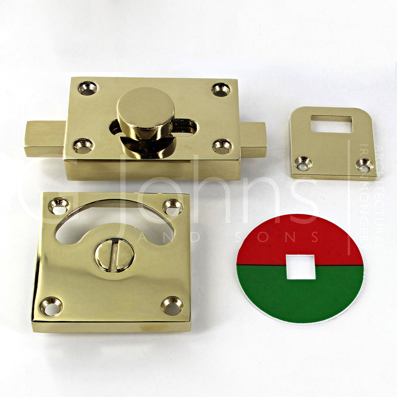 Traditional Vacant & Engaged Indicator Bolt For Bathroom & Toilet Doors - Polished Brass