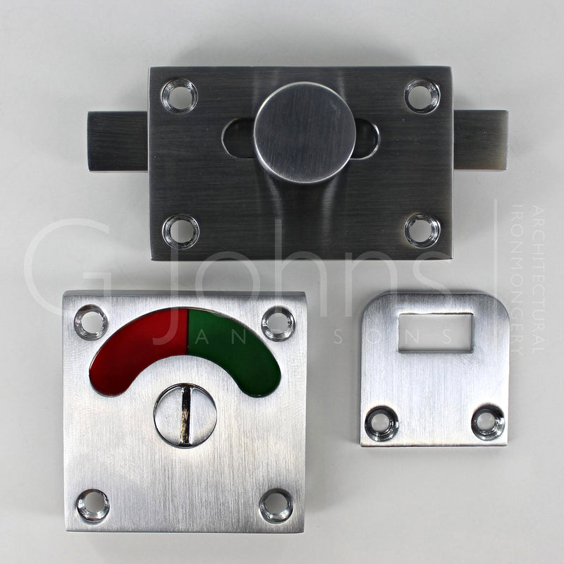Traditional Vacant & Engaged Indicator Bolt For Bathroom & Toilet Doors - Satin Chrome