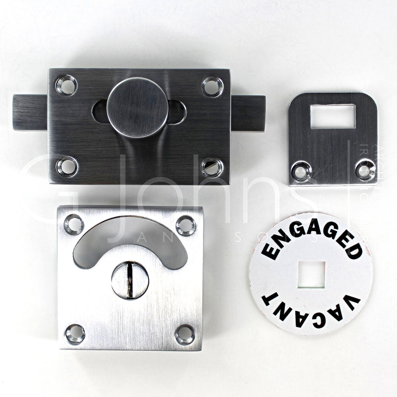 Traditional Vacant & Engaged Indicator Bolt For Bathroom & Toilet Doors - Satin Chrome