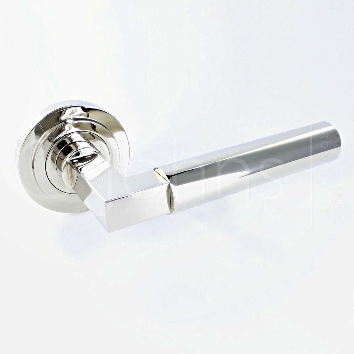 tubular-pattern-lever-handles-with-stepped-round-rose-polished-nickel