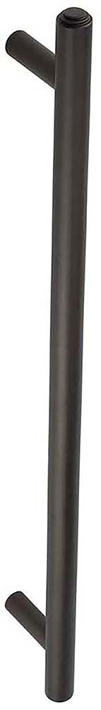 Tubular T Bar Bolt Through Pull Handle With Stepped Ends - 513mm Length (425mm Centres) - Dark Bronze - Suitable For Use With FD30 / FD60 Fire Doors