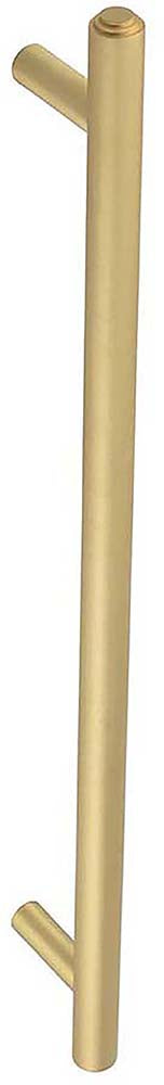 Tubular T Bar Bolt Through Pull Handle With Stepped Ends - 513mm Length (425mm Centres) - Satin Brass - Suitable For Use With FD30 / FD60 Fire Doors