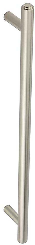 Tubular T Bar Bolt Through Pull Handle With Stepped Ends - 513mm Length (425mm Centres) - Satin Nickel - Suitable For Use With FD30 / FD60 Fire Doors