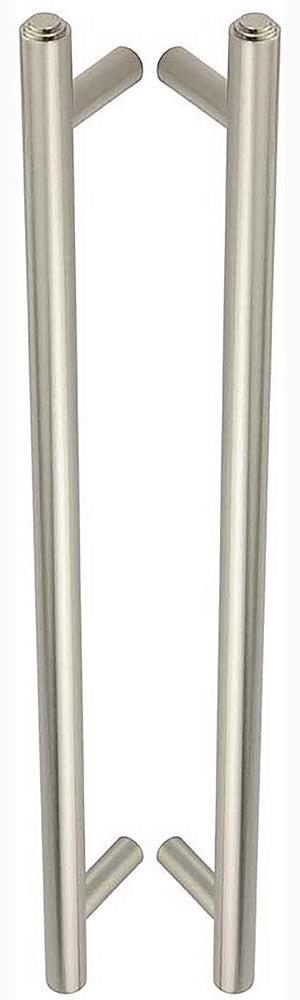 Tubular T Bar Back To Back Pull Handle With Stepped Ends - 513mm Length (425mm Centres) - Satin Nickel