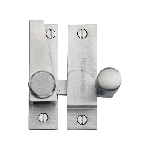 Straight Arm Looking Sliding Sash Window Fastener With Round Knob - Satin Chrome