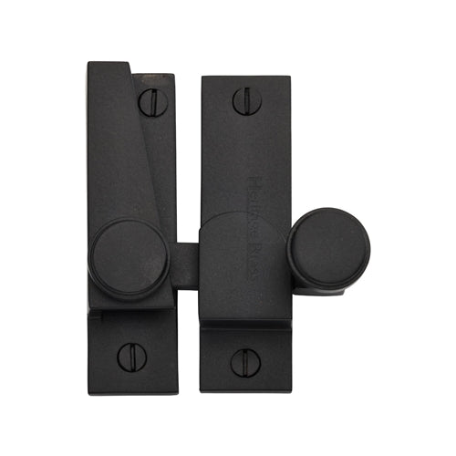 Straight Arm Sliding Sash Window Fastener With Button Knob - 69mm x 20mm - Matt Black