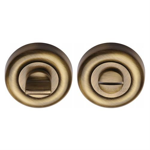 Colonial Bathroom Turn & Release Set - 53mm x 10mm - Antique Brass