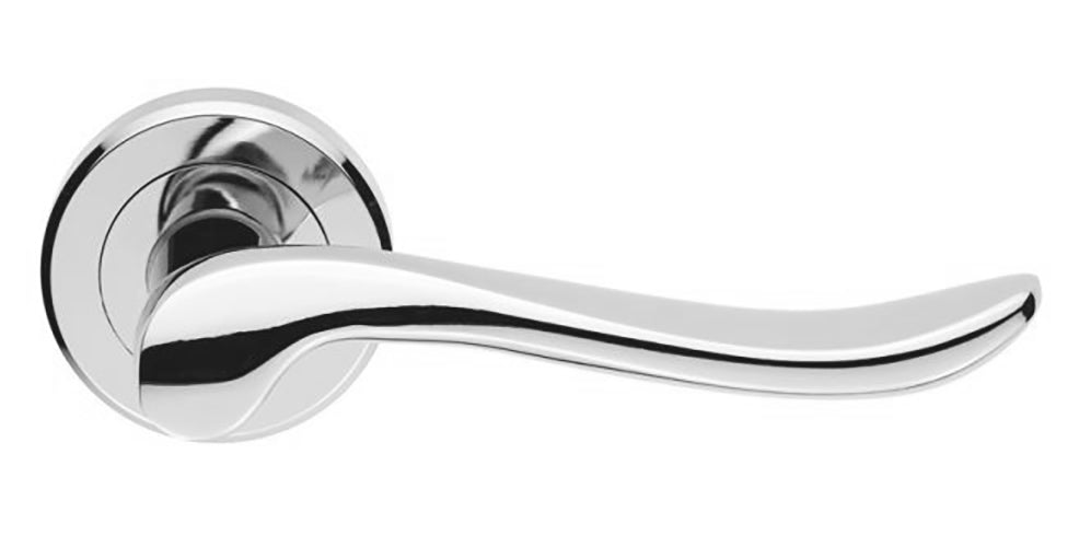 Verdun Round Rose Lever Handles - Polished Chrome