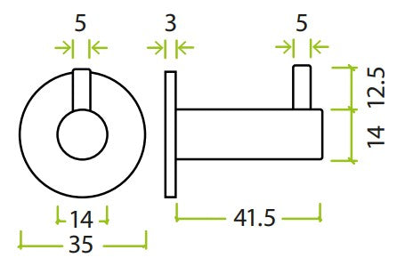 Wall Mounted Robe Hook With Rose - Diagram