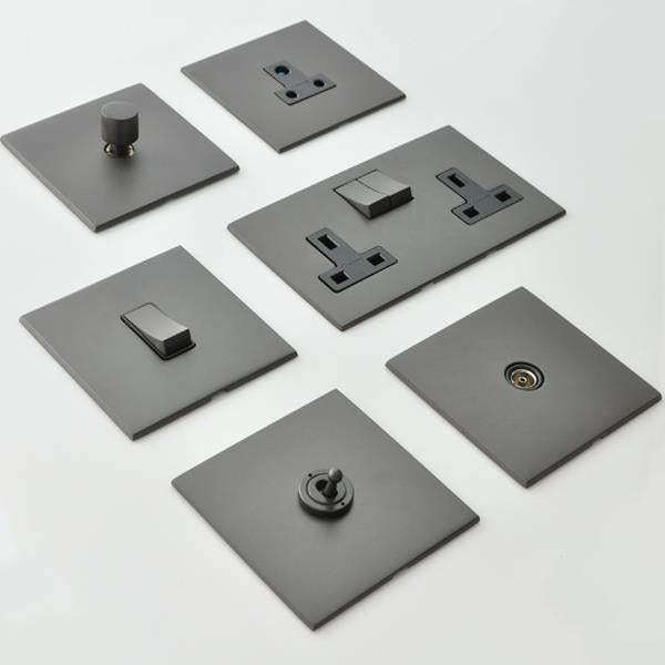 Winchester Concealed Fix Plate Light Switch & Socket Range - Flat Screwless Plate With Rounded Edges - Matt Bronze