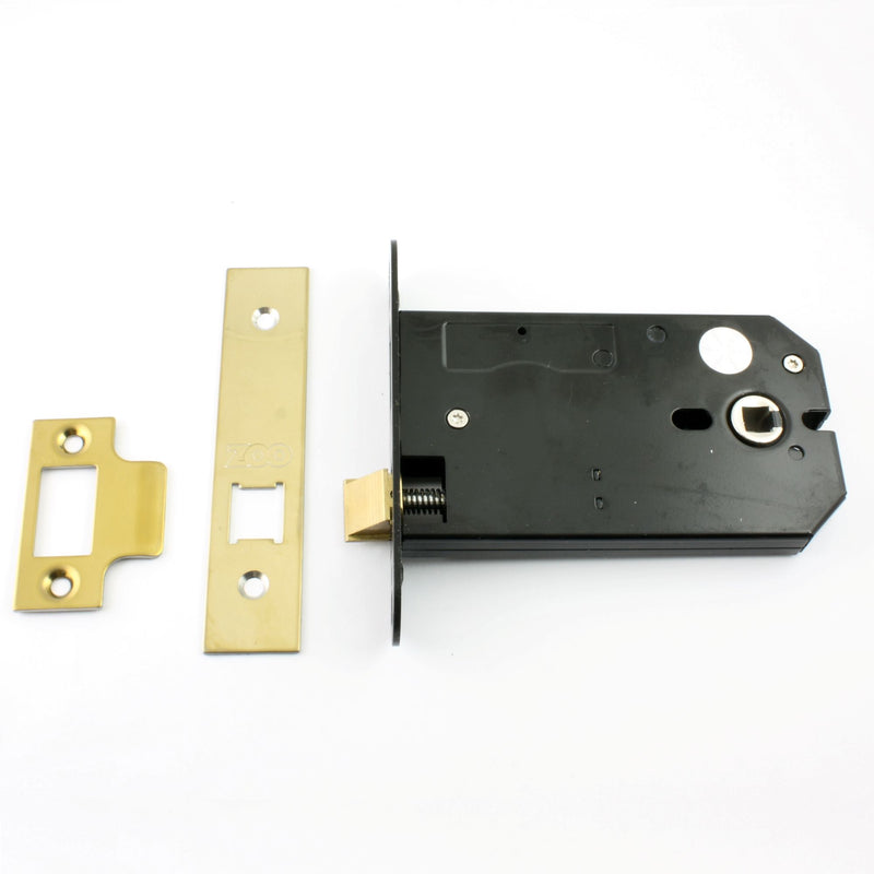 Horizontal Mortice Latch - Deep Case For Use With Door Knobs - PVD Brass