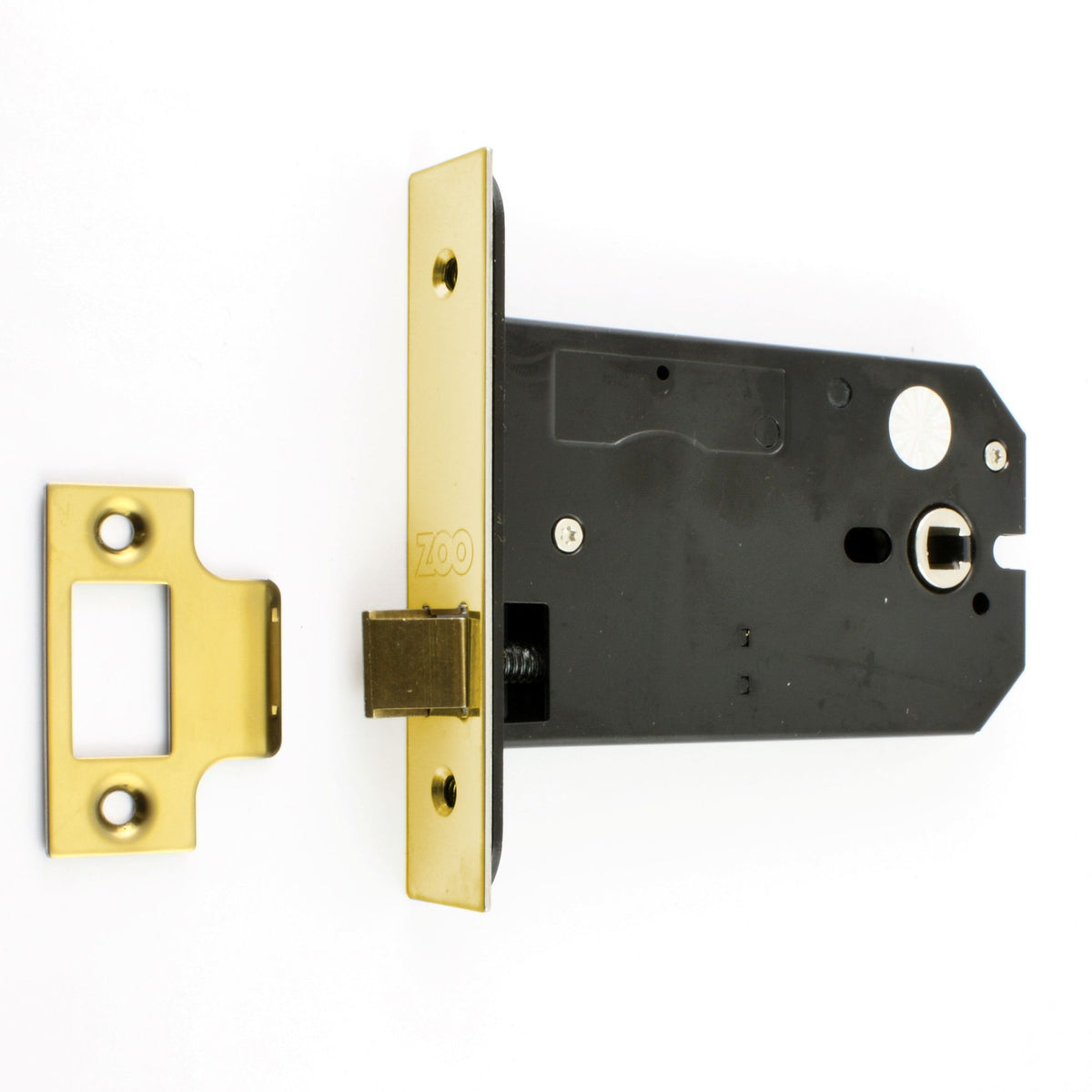 Horizontal Mortice Latch - Deep Case For Use With Door Knobs - PVD Brass
