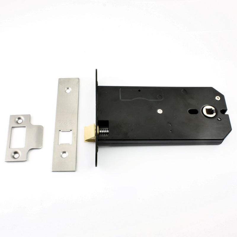 Horizontal Mortice Latch - Deep Case For Use With Door Knobs - Satin Stainless Steel (Brushed Finish)