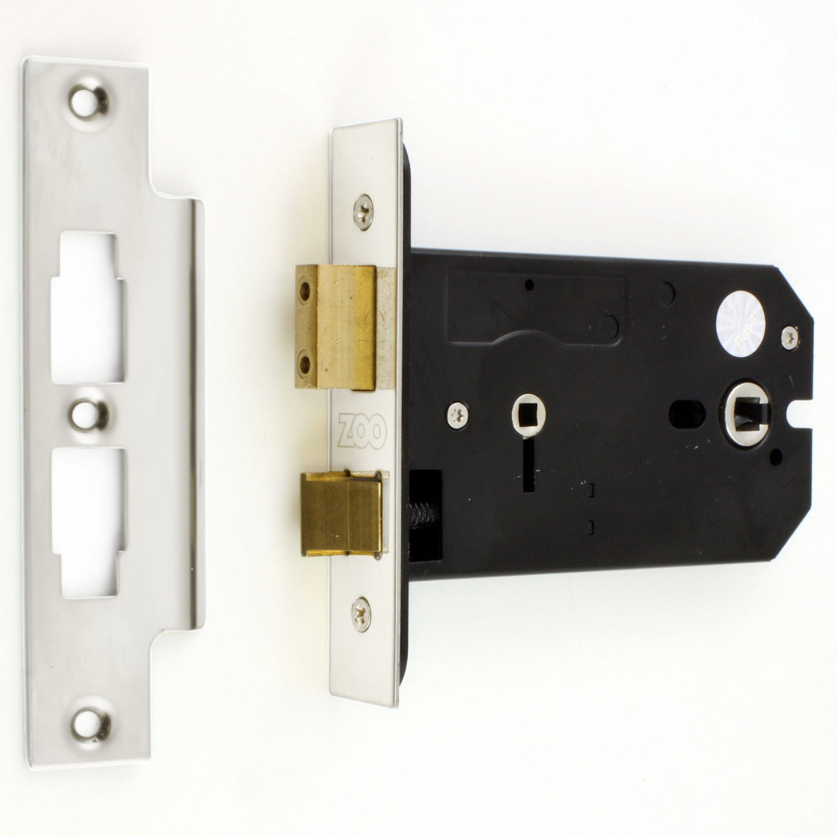 Horizontal Mortice Bathroom Lock - 127mm or 152mm Deep Case - Polished Stainless Steel (Shiny Finish)