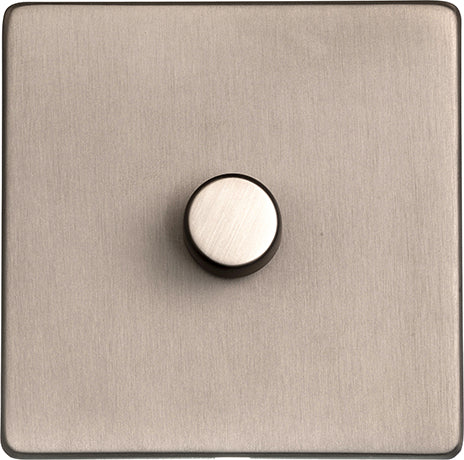 Studio Concealed Fix Plate Light Switch & Socket Range - Flat Screwless Plate With Rounded Edges - Aged Pewter