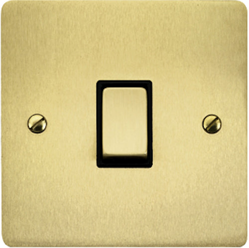 1 Gang Light Switch - Flat Plate With Rounded Corners - Satin Brass
