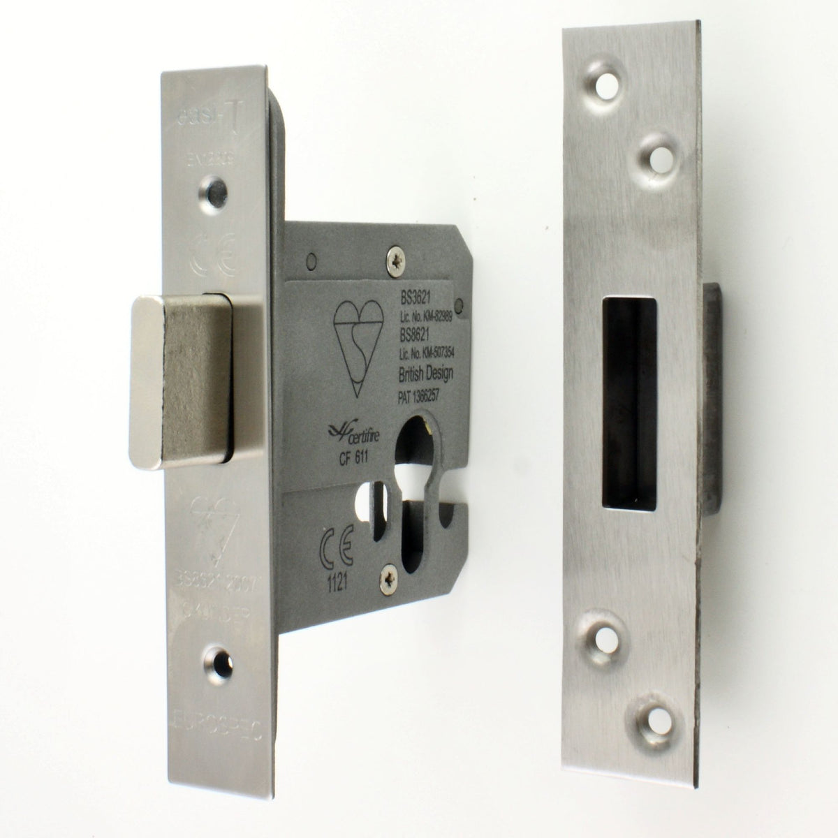 Eurospec - Euro Profile Cylinder Deadlock - Key / Key Operated BS 3621 Rated - Satin Stainless Steel - G Johns & Sons Ltd - Architectural Ironmongery