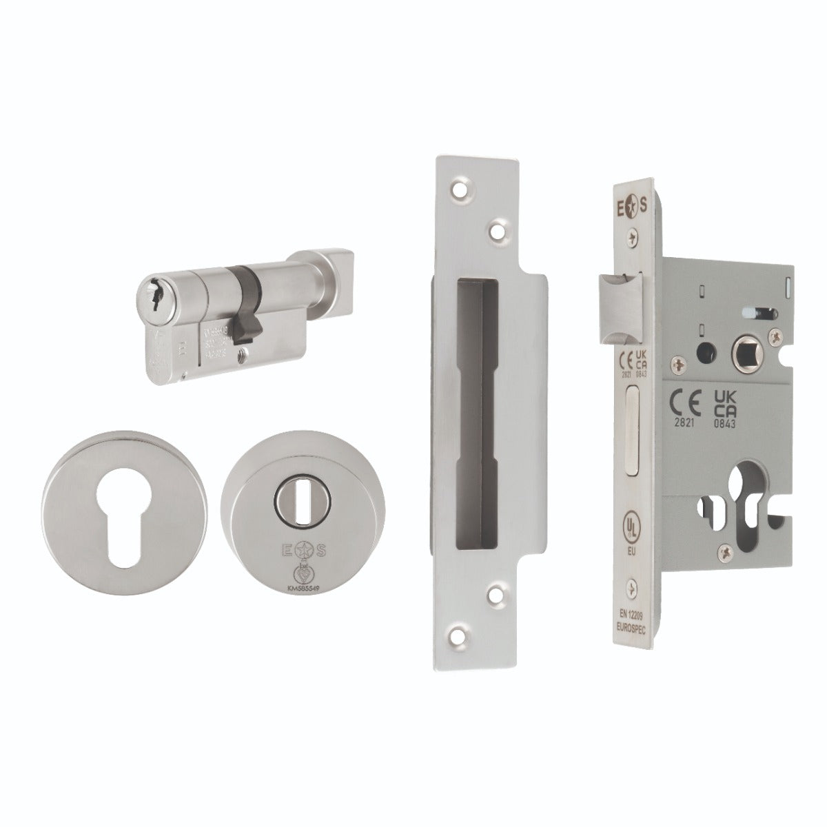 Euro Profile Cylinder Sash Lock - Key / Thumb-Turn Operated BS 8621 Rated - Satin Stainless Steel