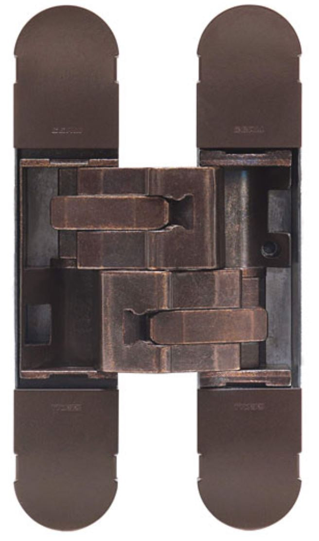 Concealed Adjustable Hinge For Invisible Doors - 134mm x 24mm - Dark Bronze