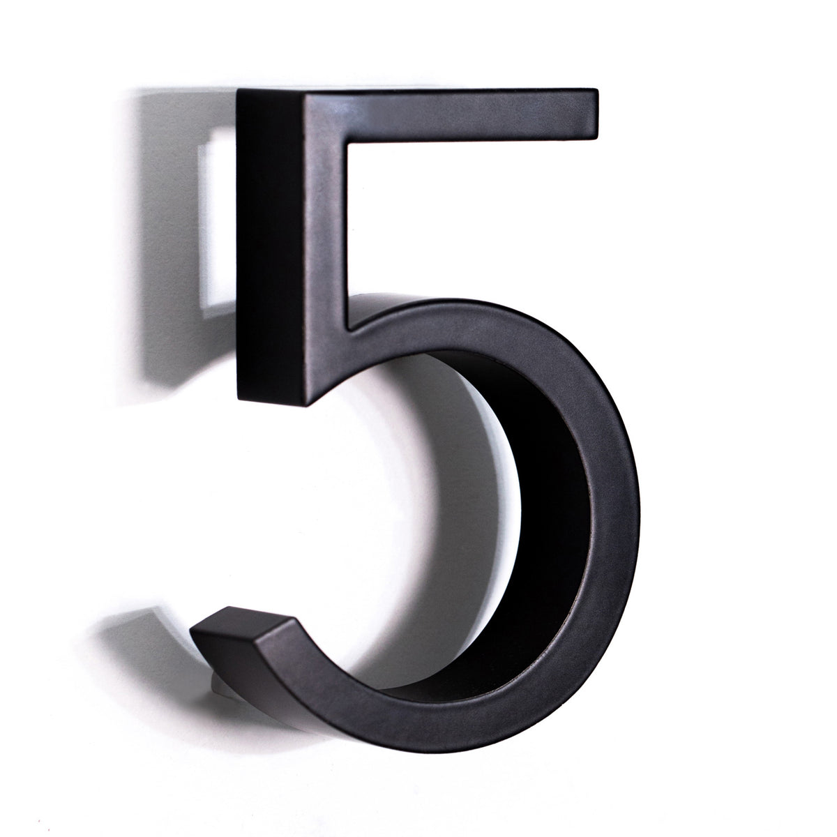 Bold Design Modern Style House / Flat Number - 100mm Height - Pin Fix - Matt Black - Number 5