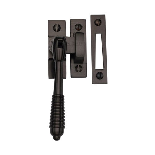 Reeded Design Mortice & Hook Plate Casement Fastener - Suitable For Weather Stripped Windows - Overall Height 130mm - Matt Bronze (Lacquered)