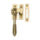 Reeded Design Mortice & Hook Plate Casement Fastener - Locking - Suitable For Weather Stripped Windows - Overall Height 130mm - Polished Brass (Lacquered)