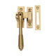 Reeded Design Mortice & Hook Plate Casement Fastener - Locking - Suitable For Weather Stripped Windows - Overall Height 130mm - Satin Brass (Lacquered)