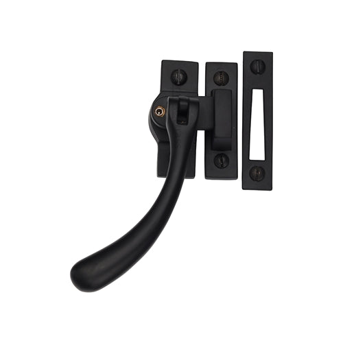 Bulb End Pear Drop Design Mortice & Hook Plate Casement Fastener - Locking - Overall Height 128mm - Matt Black