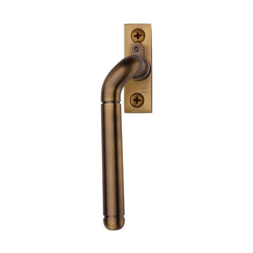 Cranked Locking Espagnolette Handle - Window Fastener - Left & Right Hand - Overall Height 135mm - Antique Brass (Gloss Lacquered)