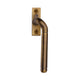 Cranked Locking Espagnolette Handle - Window Fastener - Left & Right Hand - Overall Height 135mm - Antique Brass (Gloss Lacquered)