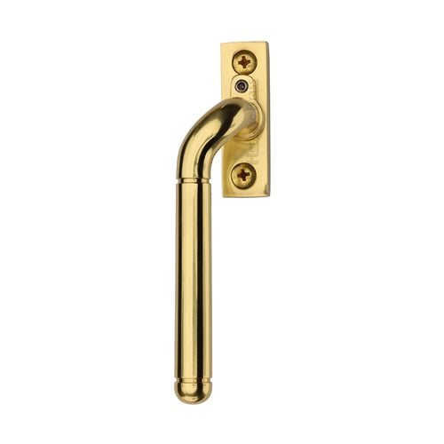 Cranked Locking Espagnolette Handle - Window Fastener - Left & Right Hand - Overall Height 135mm - Polished Brass (Lacquered)