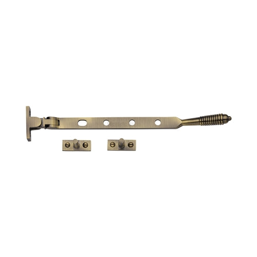 Reeded Design - Casement Window Stay - Two Sizes Available - Antique Brass (Gloss Lacquered)