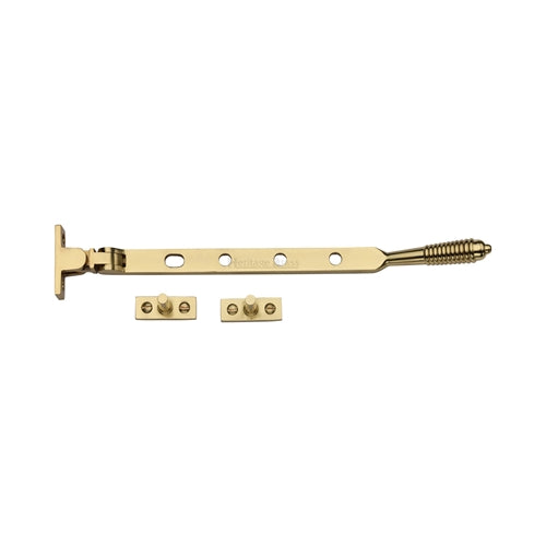 Reeded Design - Casement Window Stay - Two Sizes Available - Polished Brass (Lacquered)