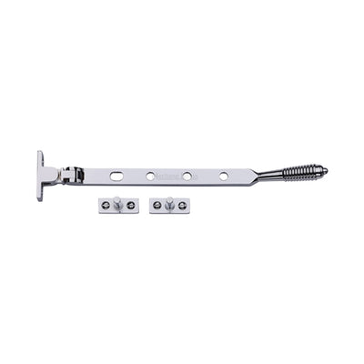 Reeded Design - Casement Window Stay - Two Sizes Available - Polished Chrome