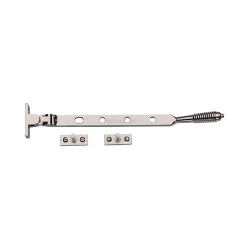 Reeded Design - Casement Window Stay - Two Sizes Available - Polished Nickel