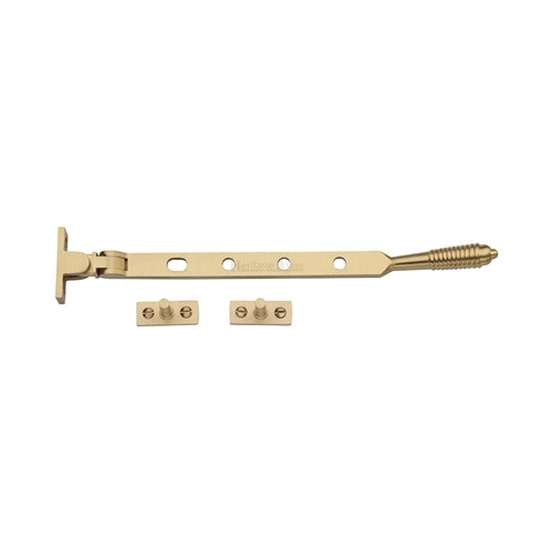 Reeded Design - Casement Window Stay - Two Sizes Available - Satin Brass (Lacquered)