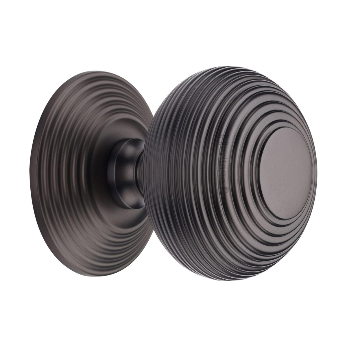 50842.1 - Reeded Centre Front Door Knob - 76mm Diameter - Matt Bronze (Lacquered) - Each