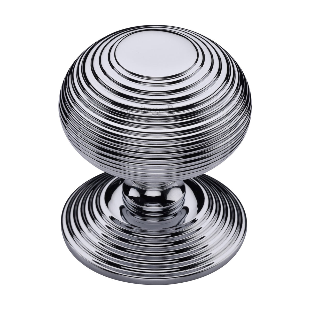 50844.1 - Reeded Centre Front Door Knob - 76mm Diameter - Polished Chrome - Each
