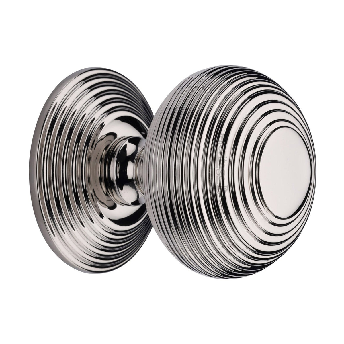 50847.1 - Reeded Centre Front Door Knob - 76mm Diameter - Polished Nickel - Each