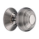 Reeded Centre Front Door Knob - Polished Nickel