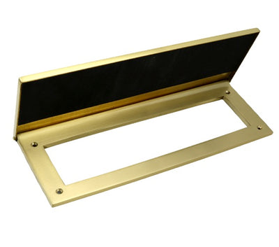 Heavy Internal Door Tidy with Draught Excluder - Two Sizes - Satin Brass