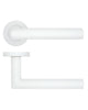 Lugano Straight Mitred Round Rose Lever Handles - Powder Coated White